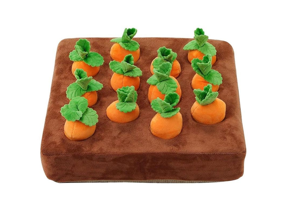 Juguete Interactivo Para Perros, Alfombra De Olfato Zanahoria 2 En 1, Juego De Buscar Comida, Juguete De Rompecabezas Peludo Brownorange