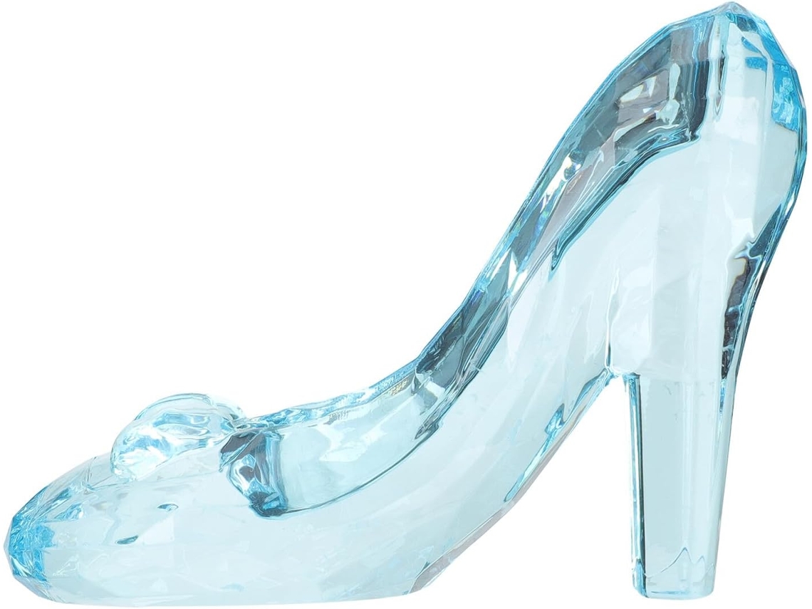 Zapato de princesa en miniatura con tacón de cristal azul transparente, adorno decorativo.