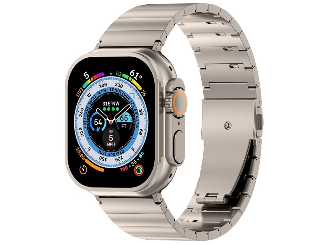 Correa de aleación de titanio para Apple Watch de 42/41/40/38 mm con cierre plano de liberación rápida de XIAOMOYU.