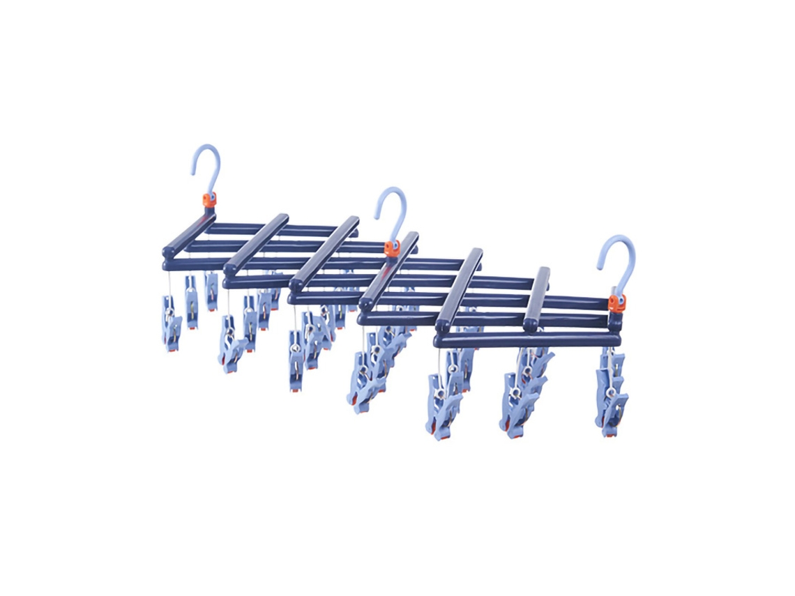 Tendedero plegable con múltiples ganchos para calcetines y ropa interior, multifuncional y resistente al viento.