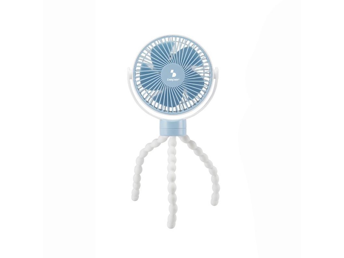 Mini ventilador recargable con patas flexibles de silicona y luces LED