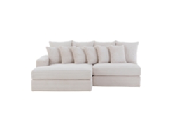 Sofá esquinero Cardiff con respaldo de pana beige, 2/3 plazas, Concept U