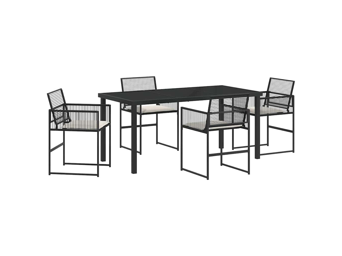 Maison Exclusive - Conjunto De Comedor De Jardín 5 Pcs Negro Ratán Sintético