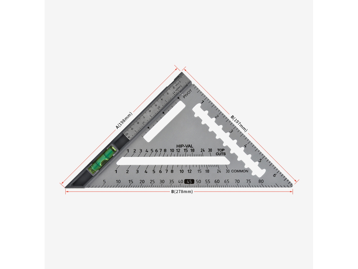 Regla Triangular De Acero Al Carbono Con Ajuste De Ángulo Extraíble, Nivel De Burbuja Y Diseño Magnético Para Carpintería Y Bricolaje.