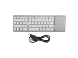 Teclado Inalámbrico Plegable Con Panel Táctil Para Tablet/smartphone B089t Plata/blanco