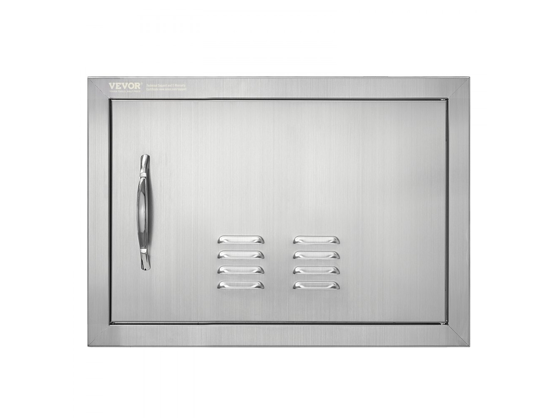 Puerta de acero inoxidable 50x35 cm para cocinas de exterior con parrilla y tirador Tekmaquinas