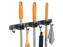 Soporte Fregona Escoba Acero Inoxidable Pared, Organizador Cocina Jardín 3 Juegos Negros