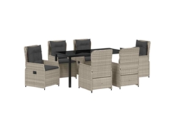 Juego de comedor de jardín de 7 piezas de mimbre gris claro EXCLUSIVO DE LA CASA
