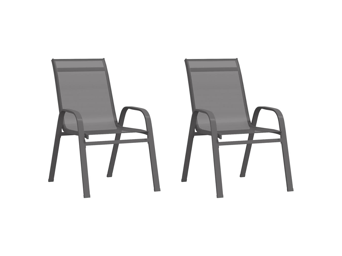 Sillas de jardín apilables DKD Home Decor de 2 piezas en textileno gris