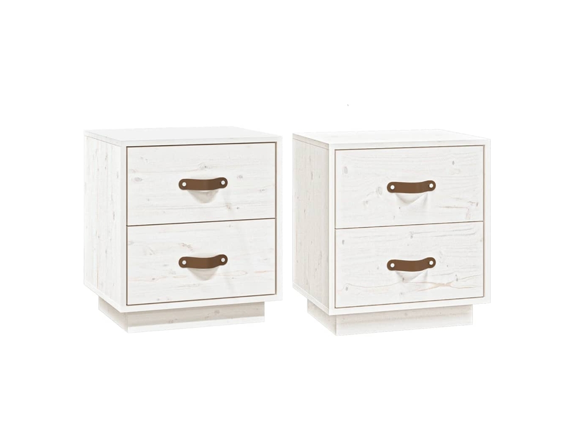 Maison Exclusive - Mesitas De Noche 2 Uds Madera Maciza Pino Blanco 40x34x45 Cm