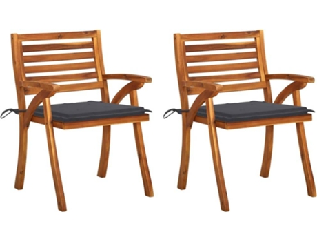 Conjunto 2 de Comedor VIDAXL con Cojines (Marrón - Madera - 59x59x87 |