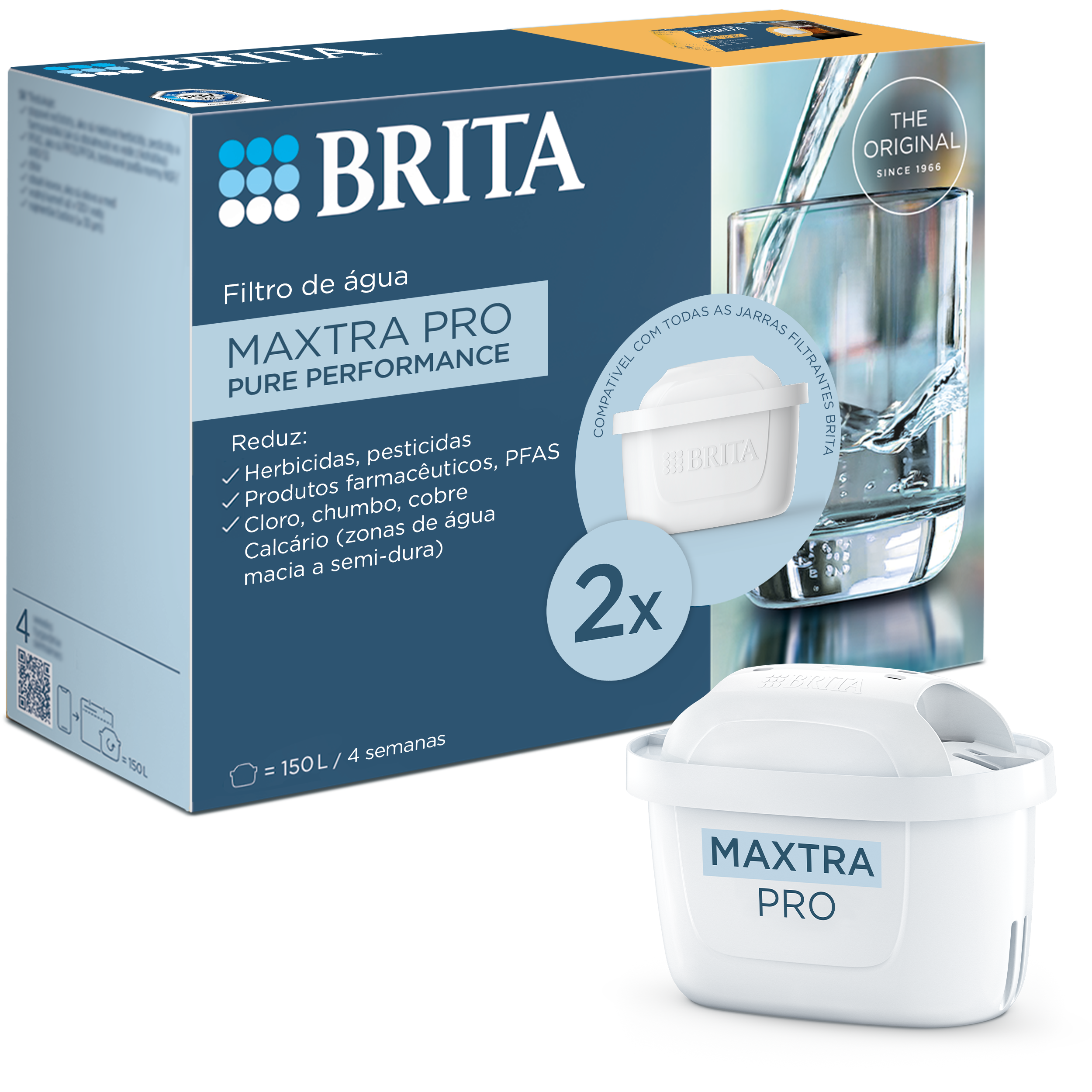 BRITA Cartucho filtrante de agua MAXTRA PRO Pure Performance All-in-1) Pack 2 | Recambio original para todas las jarras BRITA