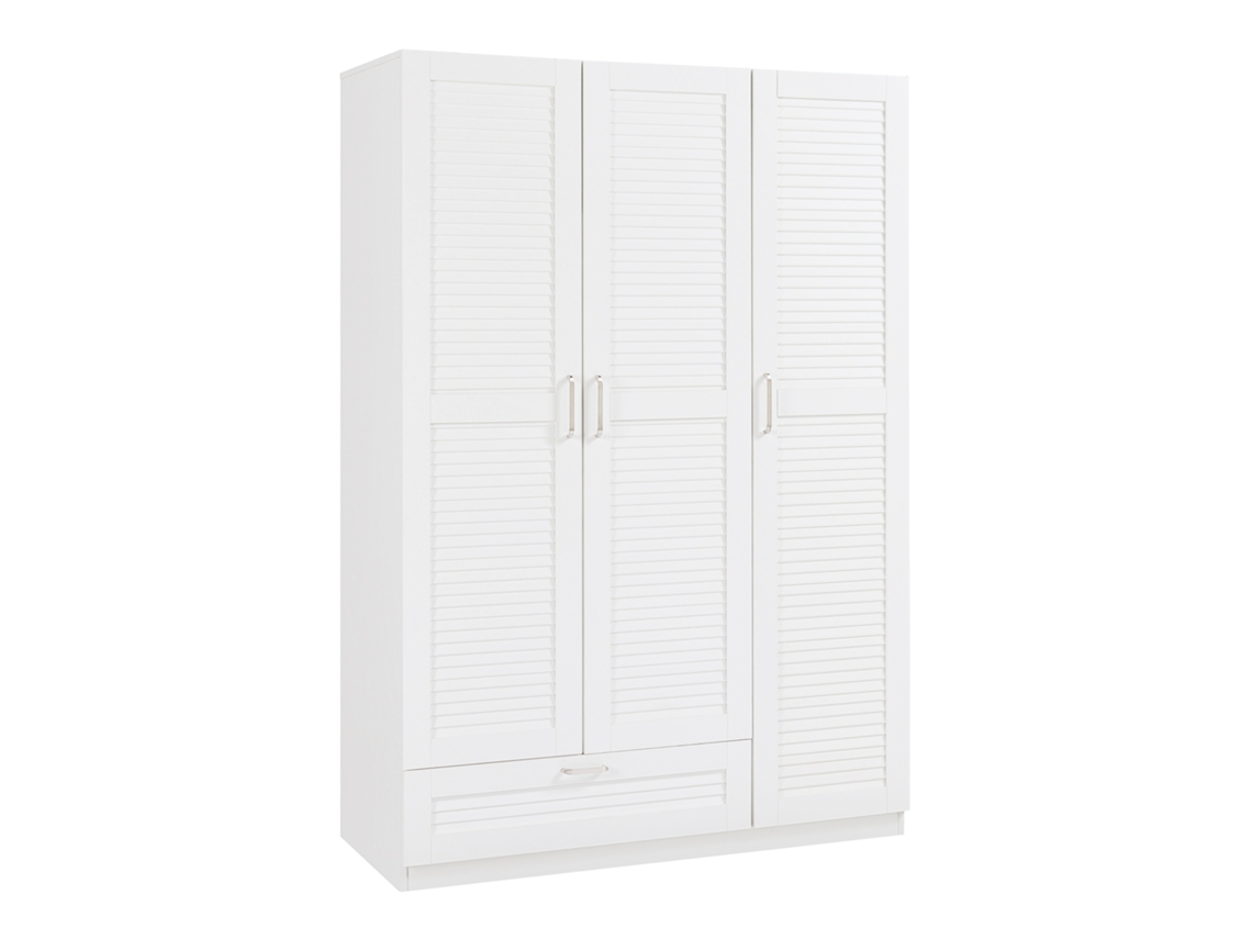Armario Ropero Finning con 2 barras 7 compartimentos 1 cajón 176x120x52 cm - Blanco [EN.CASA]