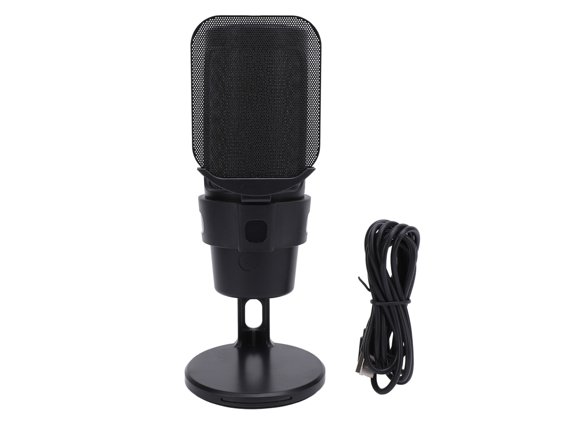 Micrófono Usb Para Juegos De Pc, Micrófono De Condensador Con Función De Silencio Rápido, Iluminación Colorida Y Ajuste De Volumen Para Podcasts, Transmisiones En Directo Y Vídeos - Negro