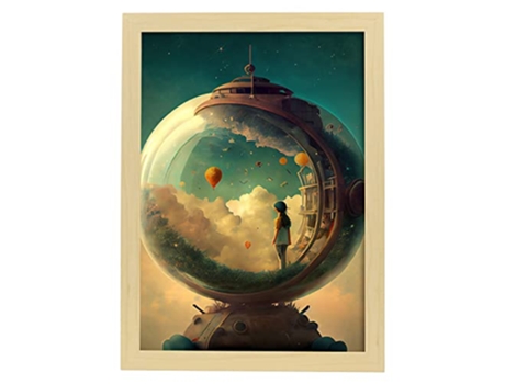 NACNIC Poster En La Distancia En Estilo Surrealismo Cinematográfico Ilustraciones Y Grabados De Historieta Abstracta Y Artística A4 Marcos Madera