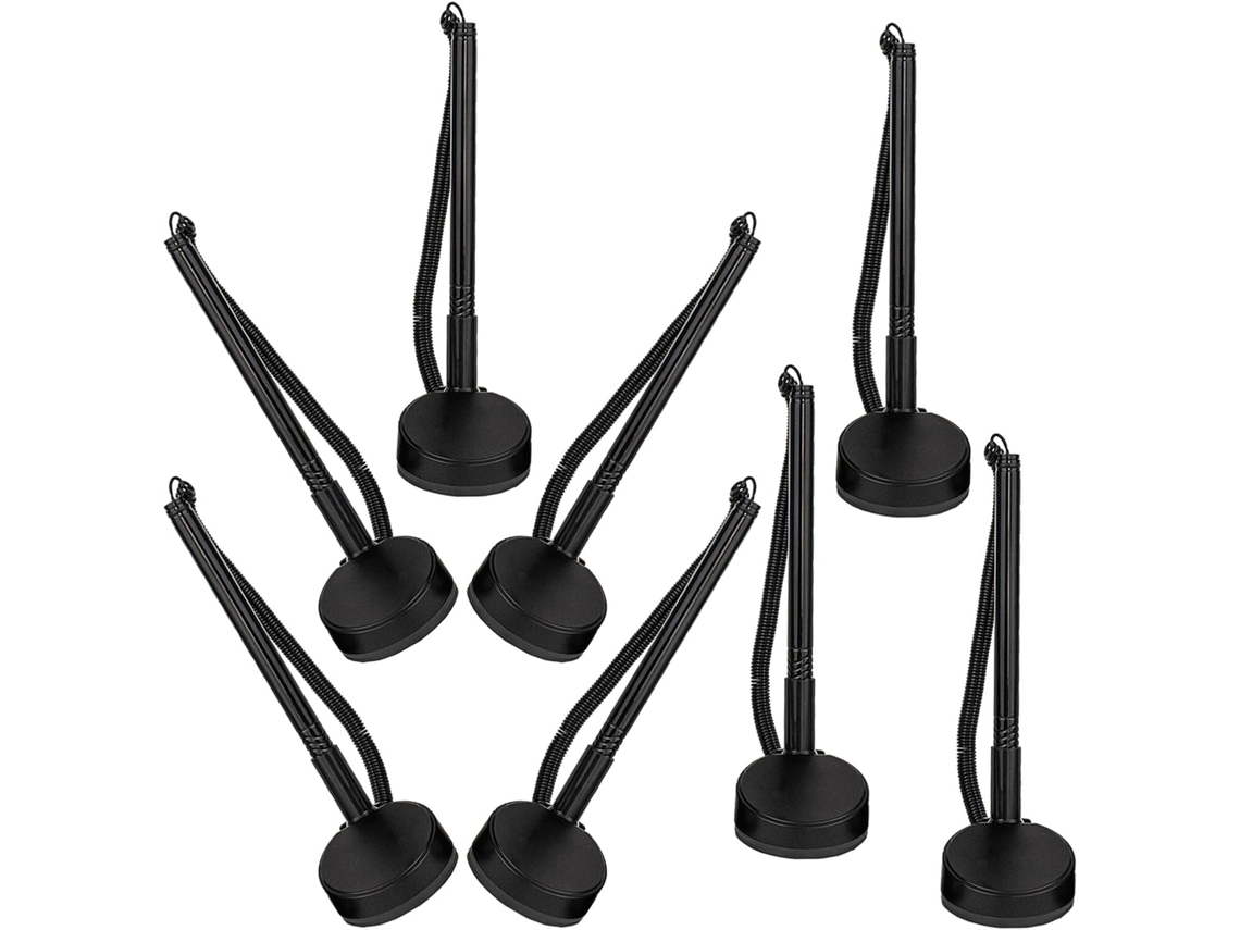 Conjunto De 8 Canetas De Balcão Seguras Com Corrente E Suporte Adesivo, Tinta Preta Fixa, Caneta Profissional