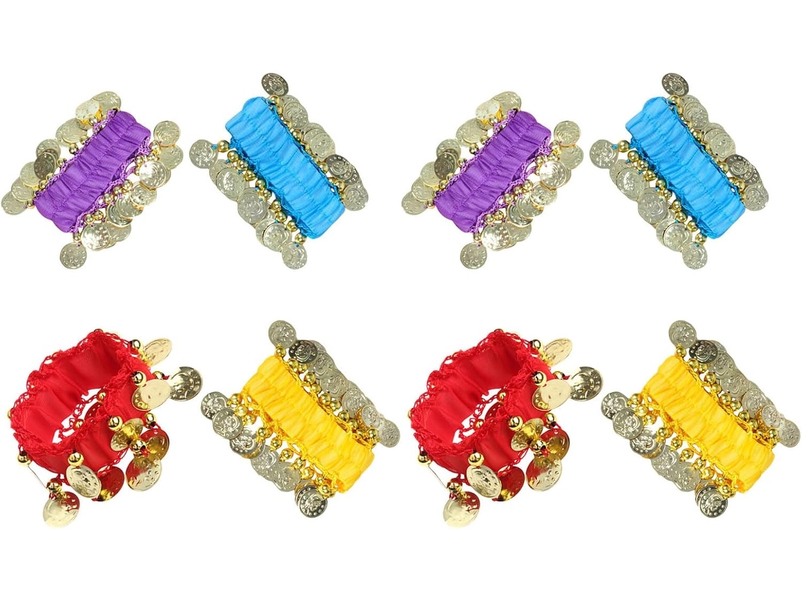 Conjunto De 8 Pulseras De Danza Del Vientre Para Mujer Con Monedas (accesorios Para Disfraces)