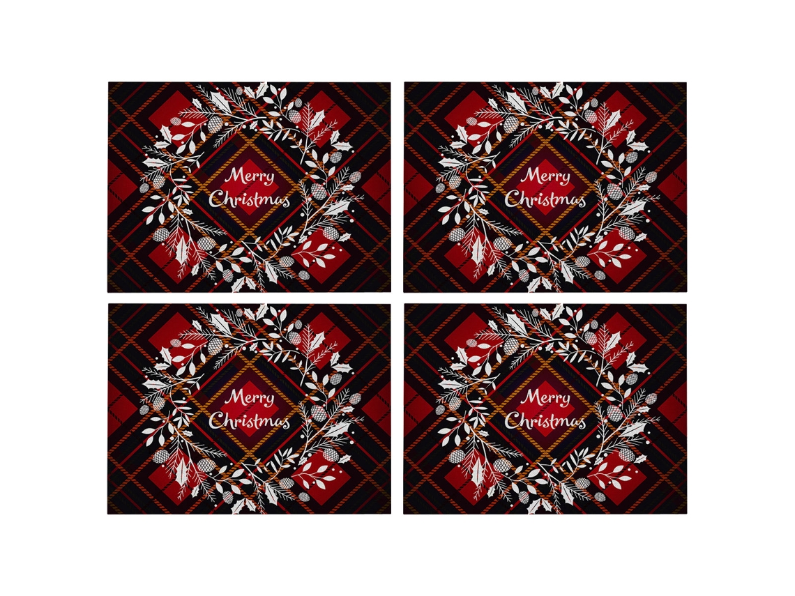 Sousplat rojo navideño, resistente al calor, lavable para decoración de mesa NEVEANCE