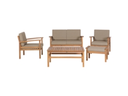 Conjunto de jardín 4 plazas de madera de acacia certificada clara/gris BELIANI Manila