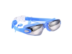 Gafas de natación para adultos con lentes de silicona impermeables y antivaho con revestimiento metálico.