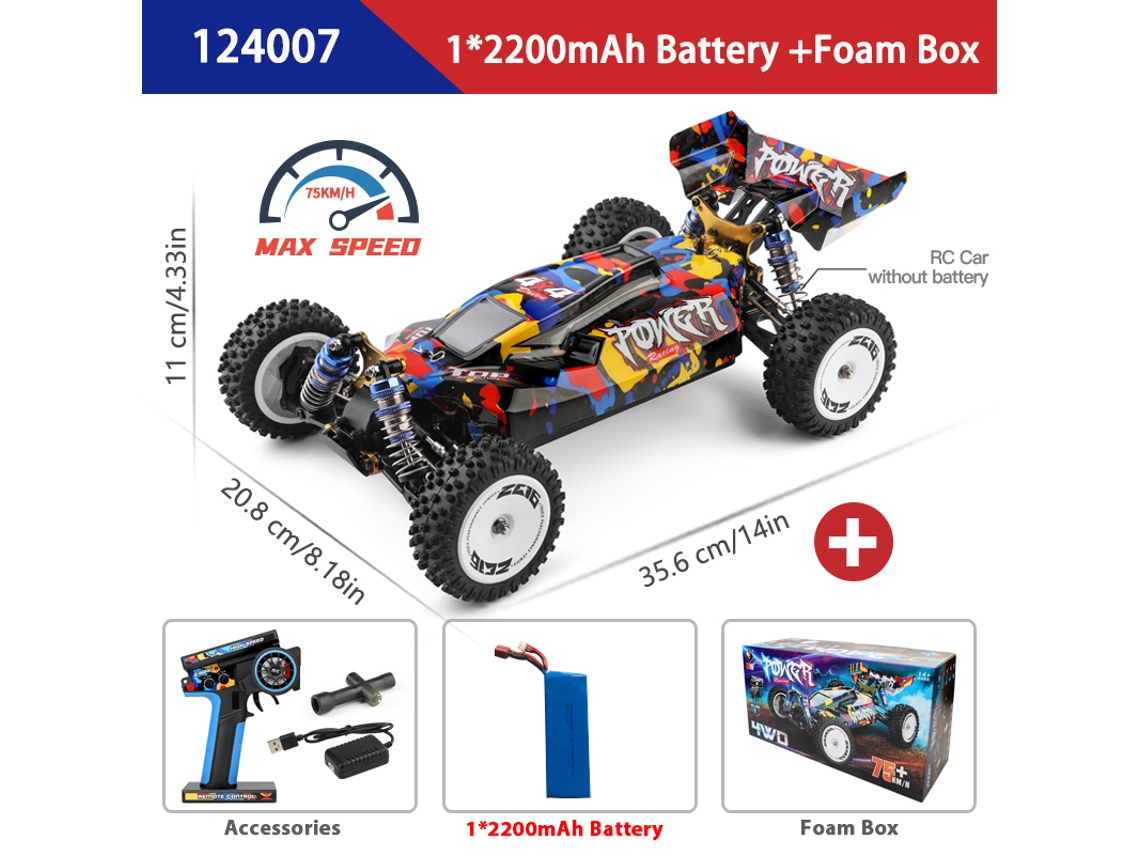 Coche RC 1/12 4x4 eléctrico sin escobillas, 75 km/h, de carreras de derrape de alta velocidad para niños. Aeuzwr