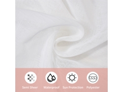 Cortina semitransparente impermeable para exteriores con ojales blancos de 132 x 244 cm