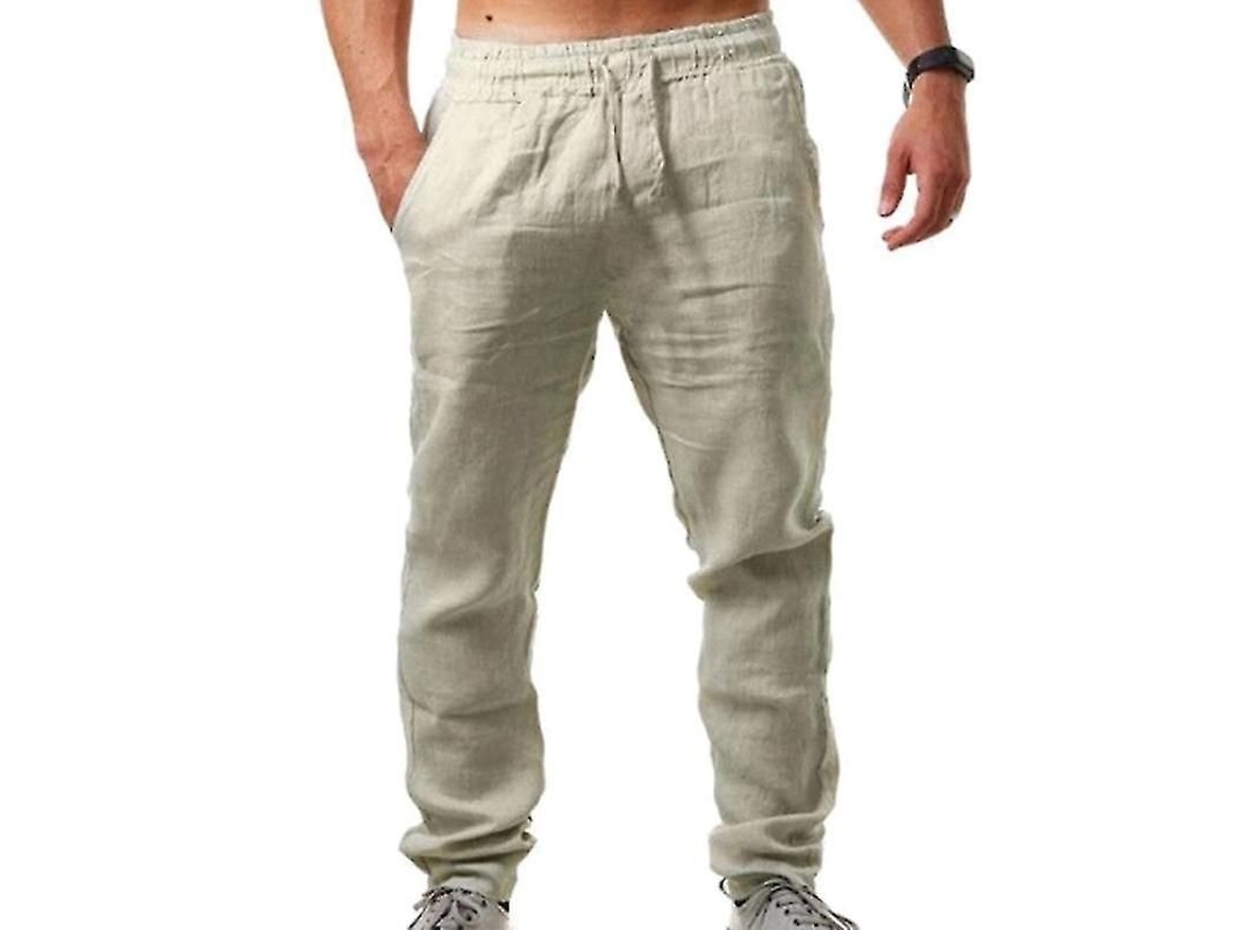 2026-pantalones Para Hombre Estilo Lino Verano Sueltos Holgado Para Vacaciones Y Playa