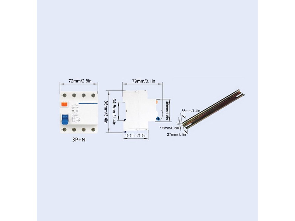 Disyuntor miniatura Omni 3p+n de 40 A con protección contra fugas, resistente al calor y retardante de fuego, 400 V