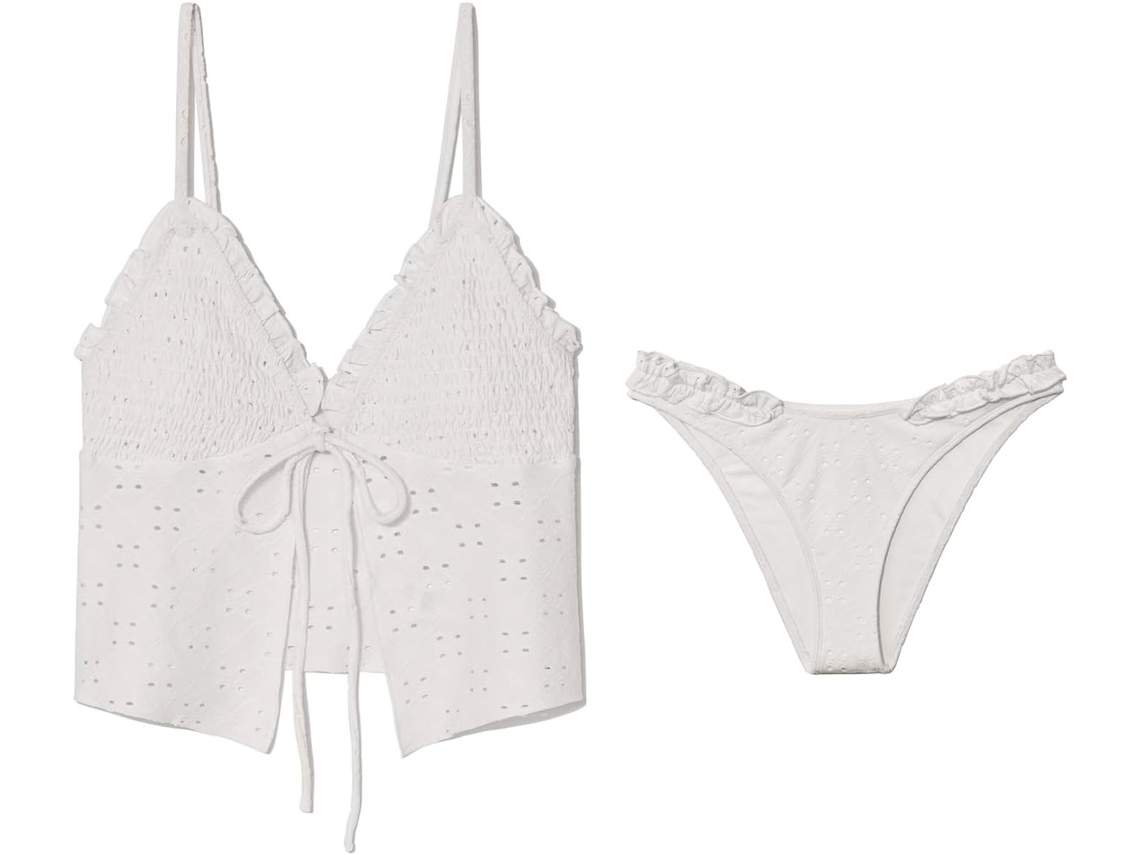 Trajes De Baño Push-up Para Mujer, Trajes De Baño De Dos Piezas Plisados, Trajes De Baño De Talle Bajo Con Abertura
