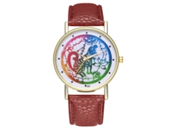 Reloj Analógico Zodiaco Unisex De Cuero Pu Para Hombre Y Mujer Ocio Marrón