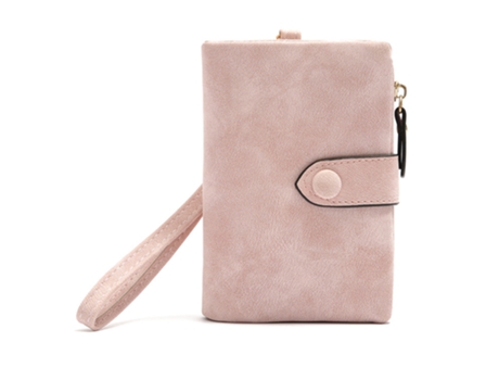 Bolso De Mano Para Mujer, De Tres Pliegues, A La Moda, Para Mujer, Multitarjeta, Esmerilado, Cartera Corta, Con Tarjetero, Monedero, Rosa ZMDECQNA