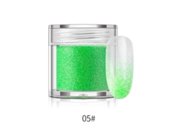 Pó para unhas Rebe com glitter, pigmento para manicure em frasco de 10g (verde grama)