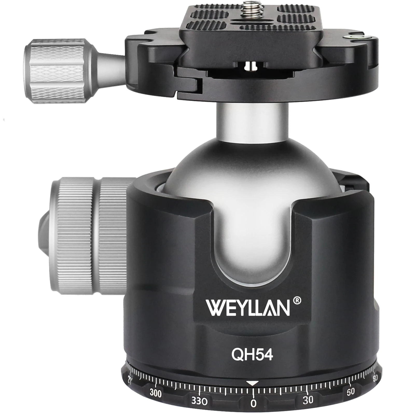 Cabezal de trípode profesional QB54, robusto cabezal de bola de metal de 54 mm, vista panorámica de 360°, para trípode, monopié y DSLR