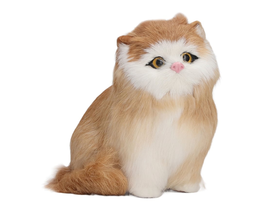 Ats-muñeco De Gatso Peludo Simulado Amarillo Cute Estatsua De Gatso Figura Decoratsiva Para Hogar Niños Adultos