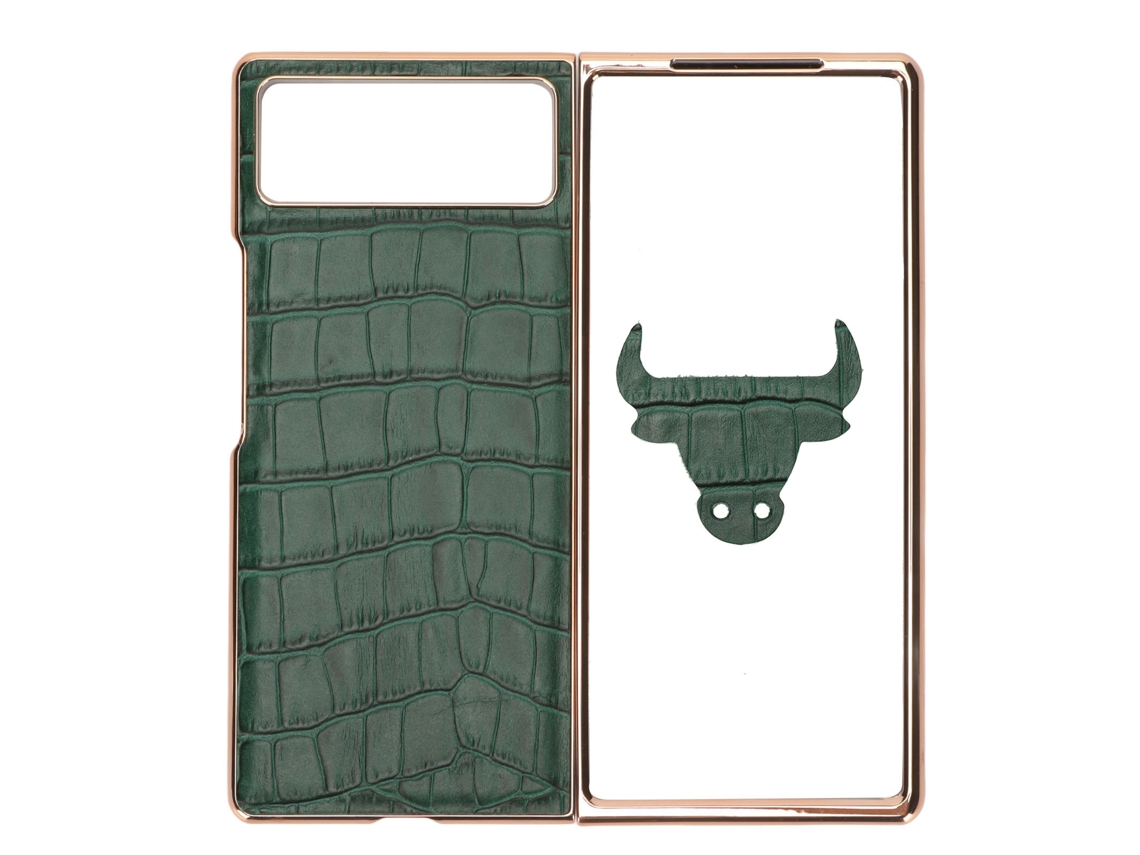 Capa De Telefone Plegável Para Xiaomi Mix Fold 2 Em Couro Nano Padrão Crocodilo Anti-risco Verde