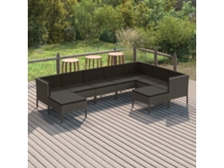 Conjunto de muebles de jardín con cojines, mimbre gris PE Dkd Home Decor
