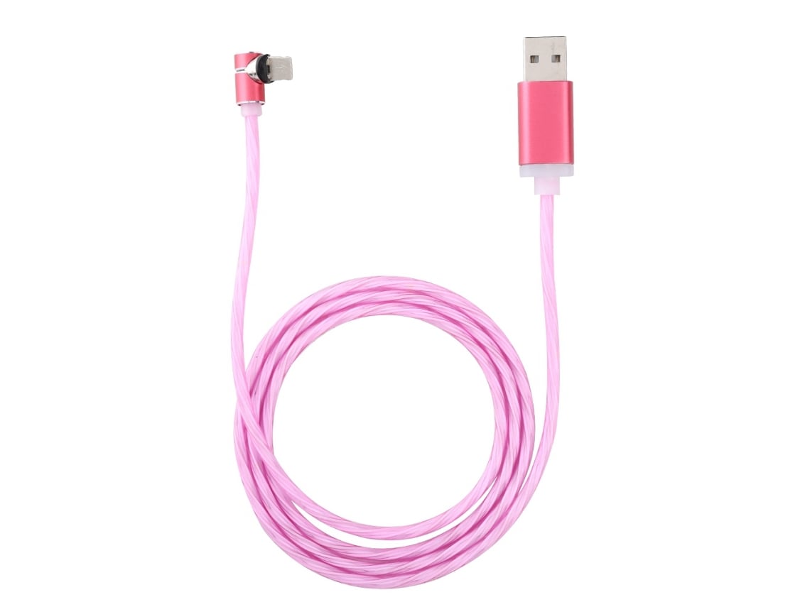 Cable De Datos De Iluminación Fluorescente Magnética De Codo Portátil De 1m Para Ios (rosa)