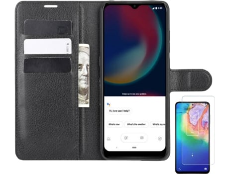Kit Carcasa + 2 Protectores de Pantalla TCL 30+ Cartera Libro Negro