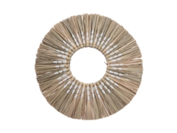 Baok: espejo de pared redondo residencial fabricado con fibra de junco tejida, ideal para el dormitorio, la sala de estar y para maquillarse.