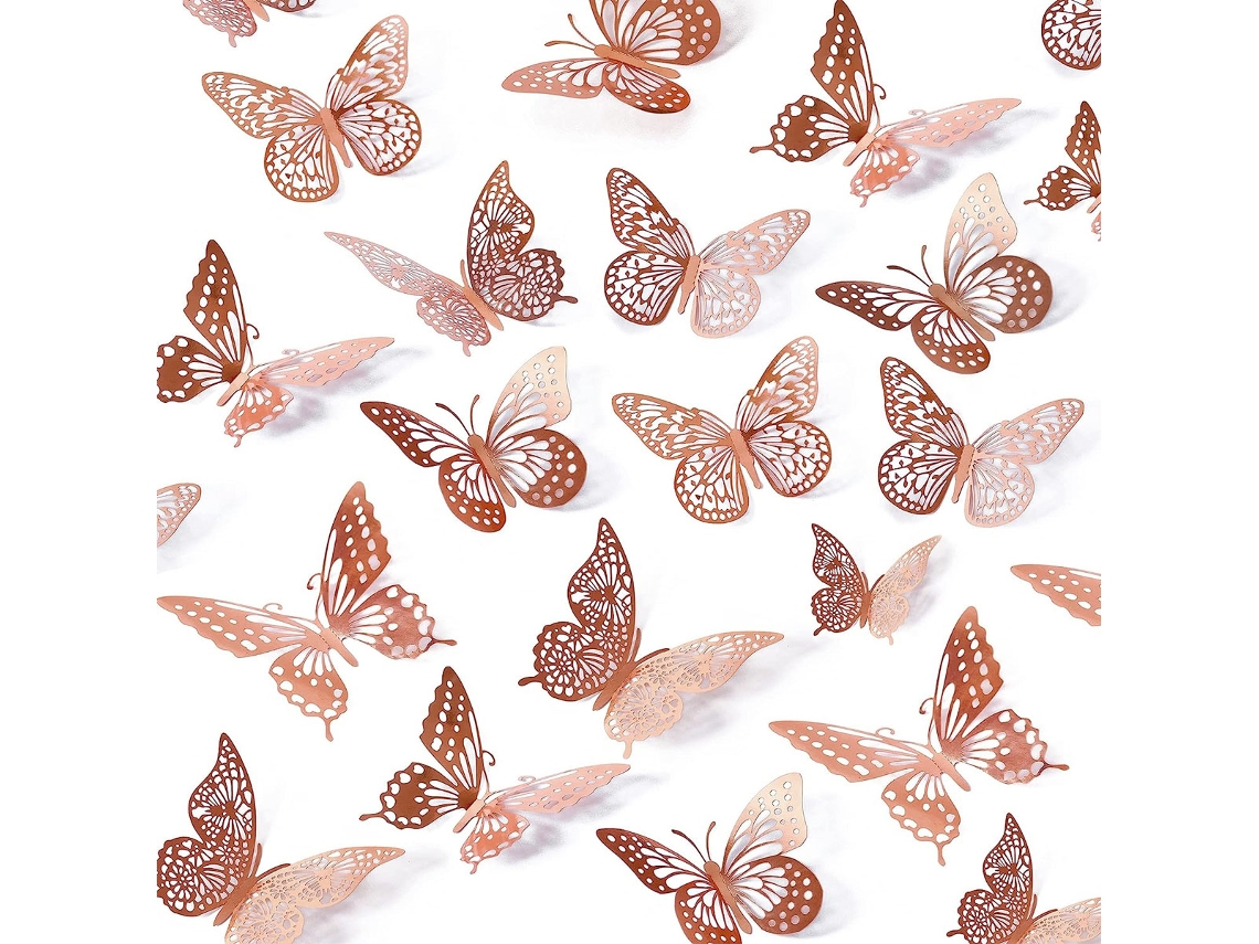 Pegatinas de pared 3D mariposas, 12 piezas, 12 estilos, 3 tamaños para decoración de habitación infantil Kofihety
