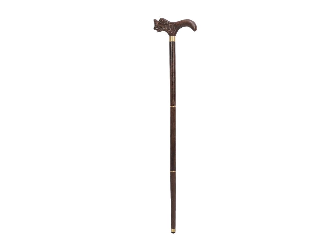 Bastón de madera de wengué, plegable, robusto y ergonómico, con 3 secciones, ideal para personas mayores.