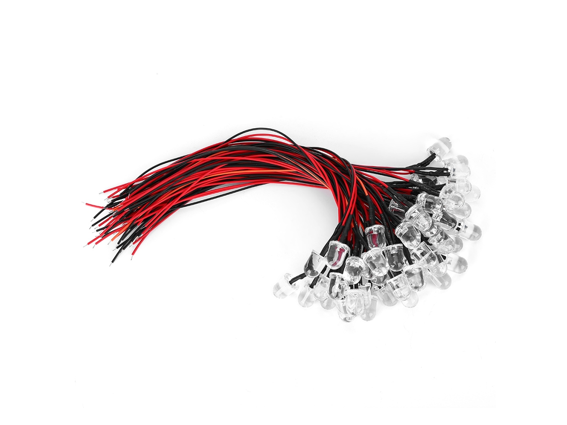 2026as-50 Piezas Diodo Led 12v Pre Cableado 10mm Cabeza Redonda Componente Electrónico Rojo