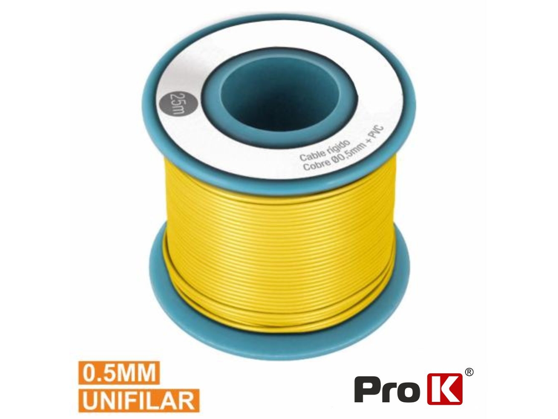 Cable amarillo de una sola línea de 0,5 mm, rollo de 25 m PRO K