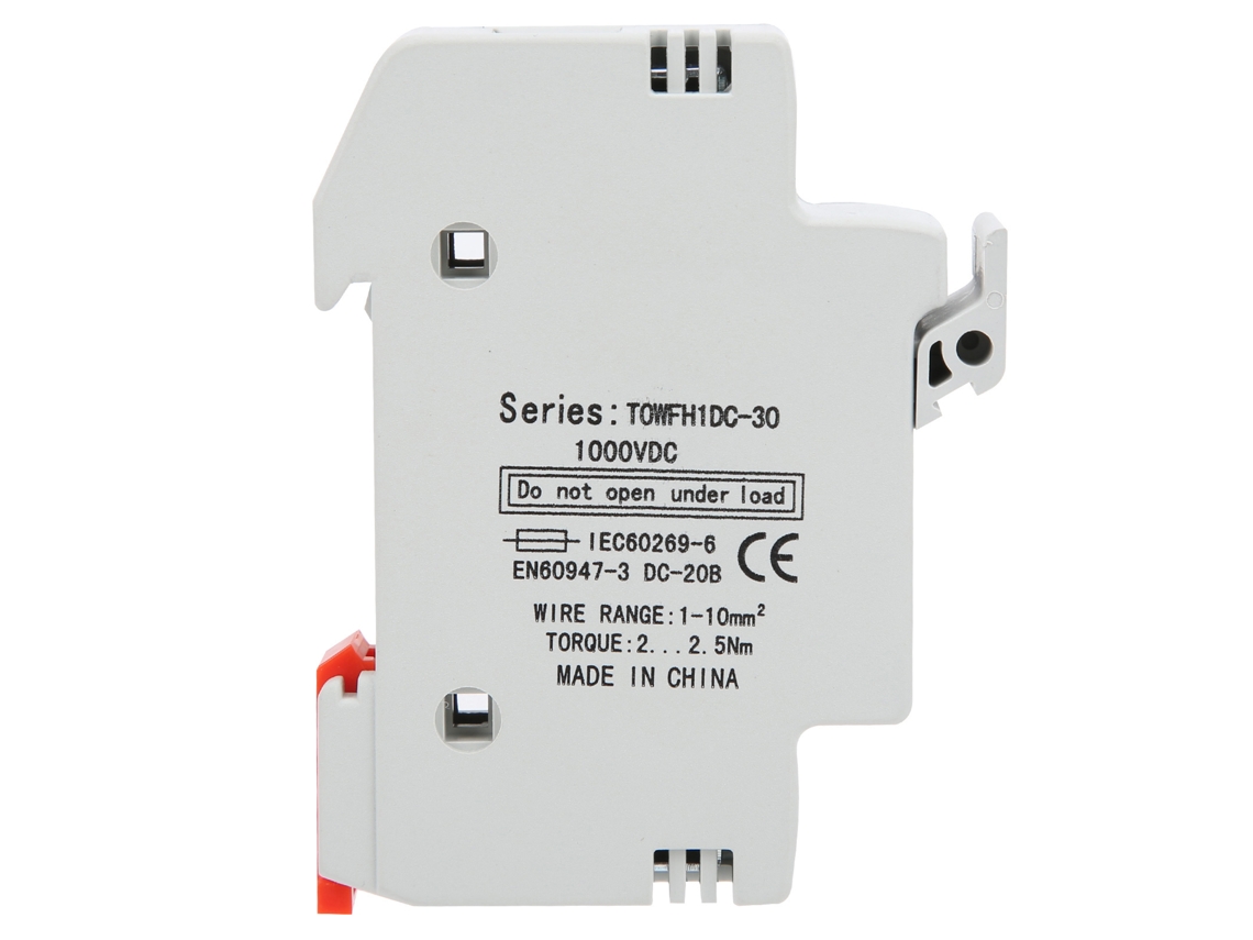 Base Portafusibles Monopolar De 1000 V Cc Y 20 A Para Montaje En Riel Din, De Fácil Instalación, Tamaño 10 X 38 Mm.