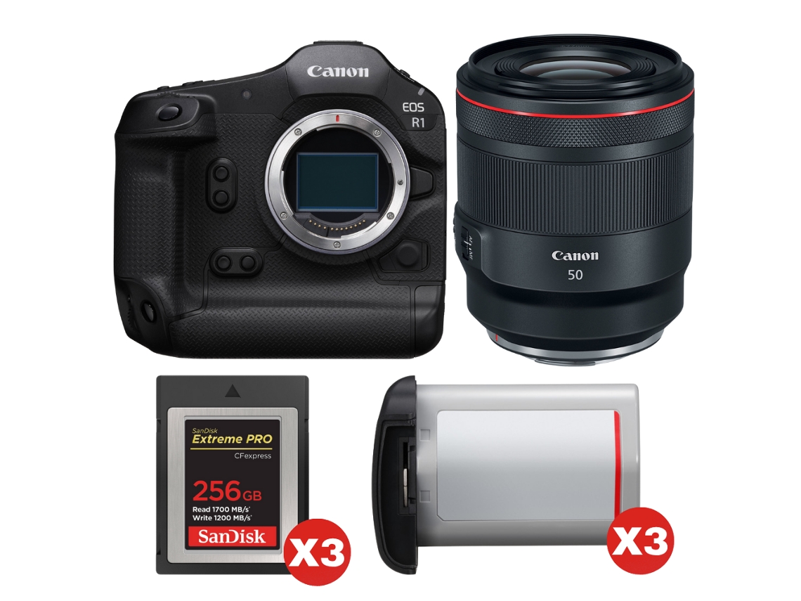 Canon Eos R1 + Rf 50mm F/1.2 L Usm + 3 Sandisk 256gb Extreme Pro Cfexpress Type B + 3 Canon Lp-e19 + Ebook “20 Consejos Para Fotos Que Impactan”