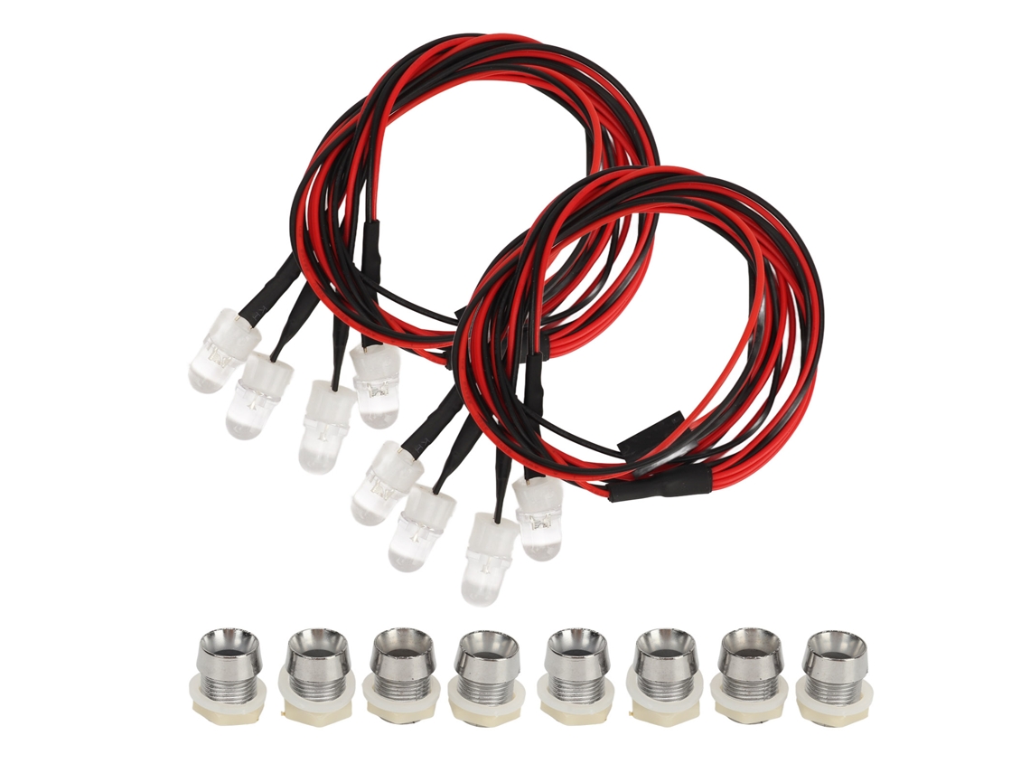Kit De Luces Para Coche Rc, 4 Led Universales De 8 Mm, Luces Delanteras Y Traseras Blancas Y Amarillas Para Accesorios De Iluminación Traxxas.