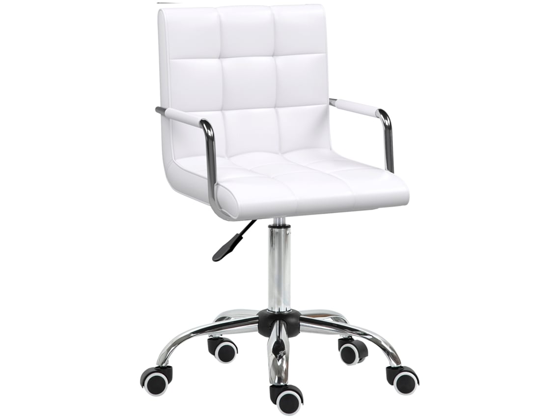 VPMKP - Silla de oficina retro Homcom altura ajustable 52,5x54x99 blanca