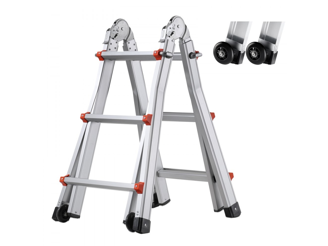 Escalera Telescópica de Aluminio de 9 Peldaños, Capacidad Hasta 150kg Tekmaquinas