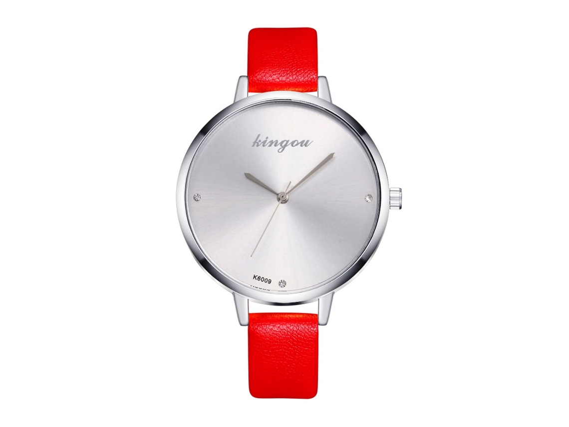 Reloj De Cuarzo Para Mujer Con Correa De Pu, Estilo Sencillo, Plateado K6009-1a (rojo)