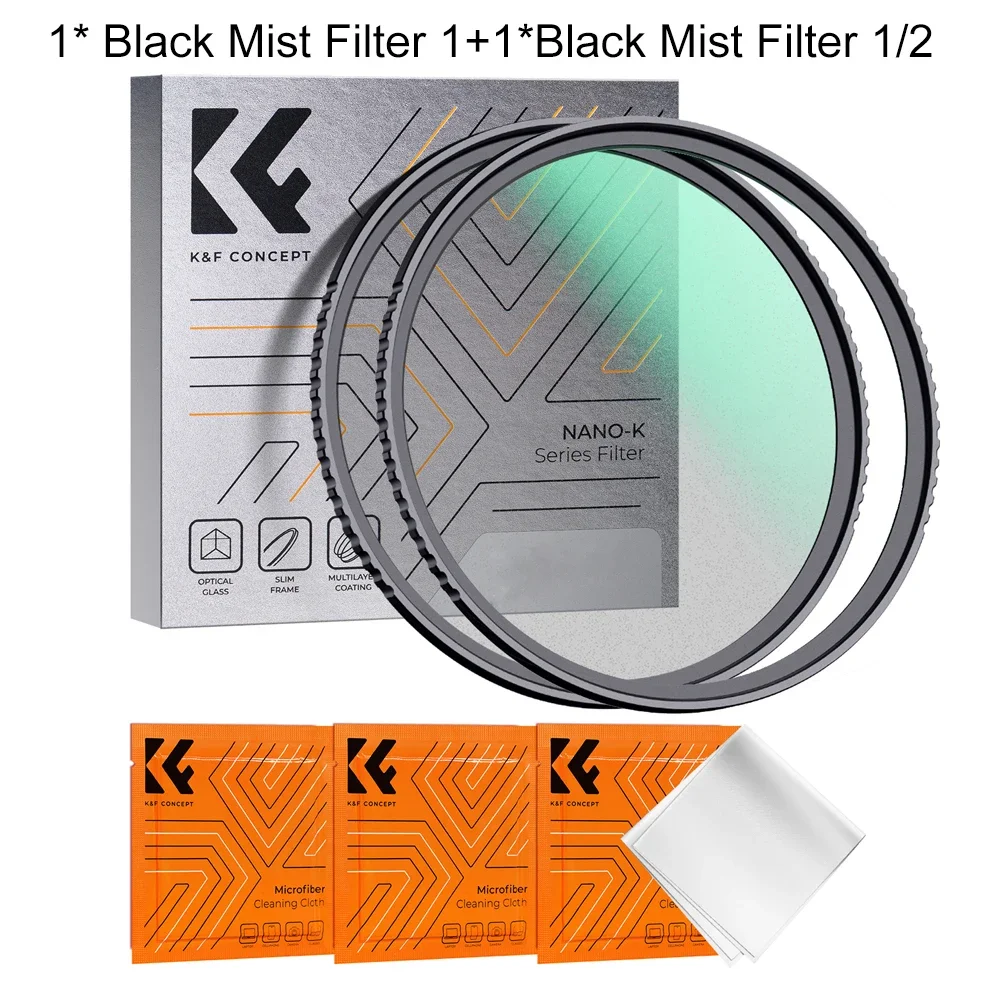 Kit de filtro de niebla negra de 1,5 mm y 49 mm, difusor multicapa para objetivos Nikon DSLR